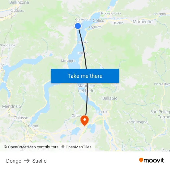 Dongo to Suello map