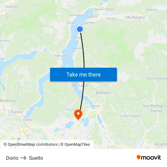 Dorio to Suello map