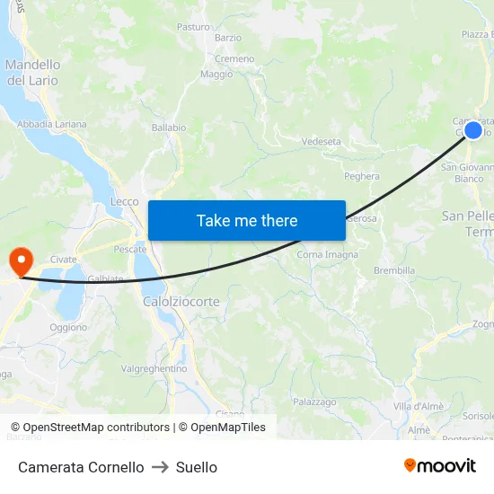 Camerata Cornello to Suello map