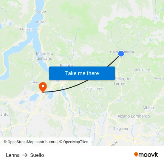Lenna to Suello map