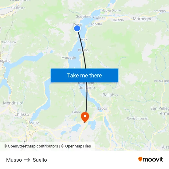 Musso to Suello map