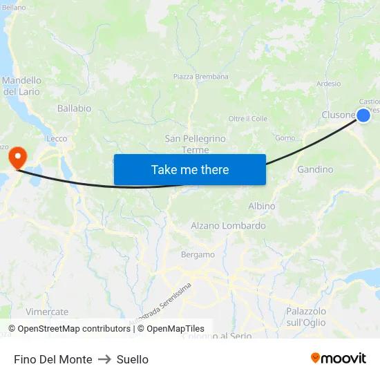 Fino del Monte to Suello map