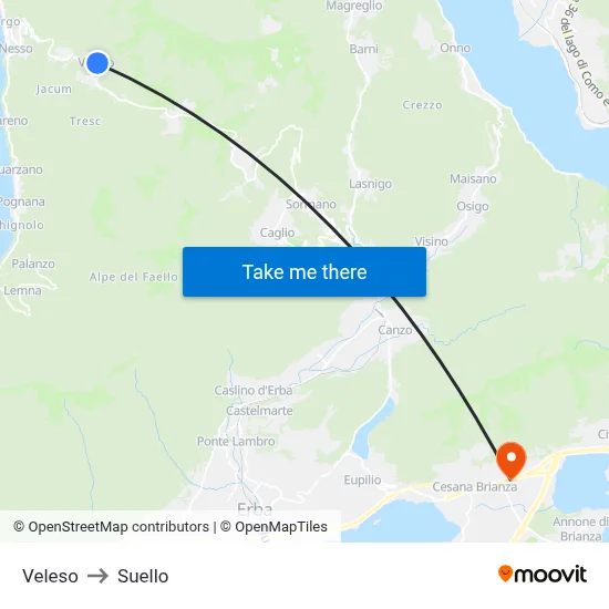Veleso to Suello map