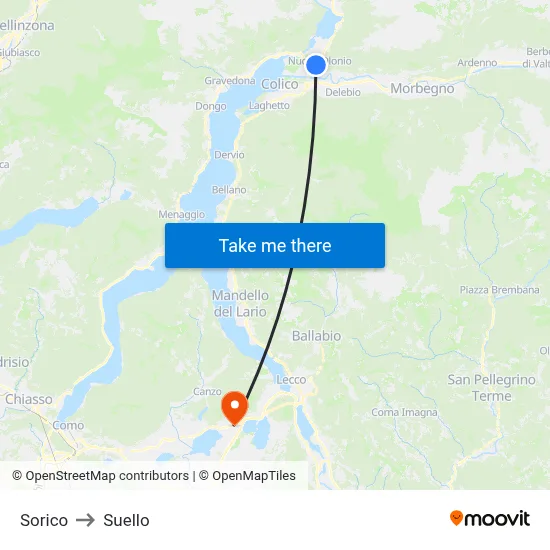 Sorico to Suello map