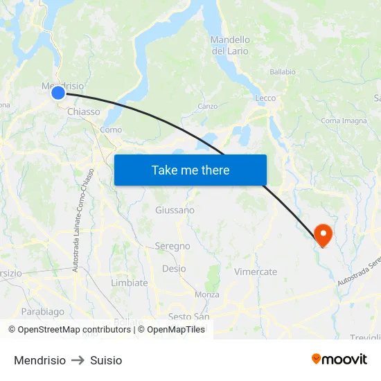 Mendrisio to Suisio map