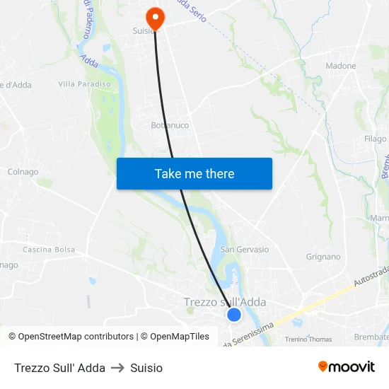 Trezzo Sull' Adda to Suisio map