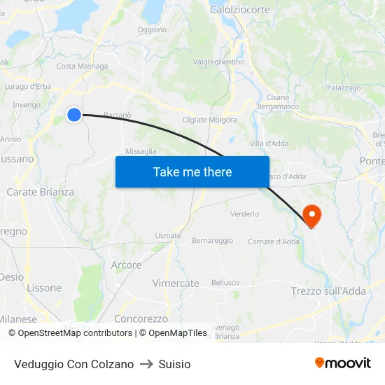 Veduggio con Colzano to Suisio map