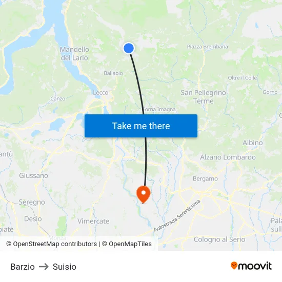 Barzio to Suisio map
