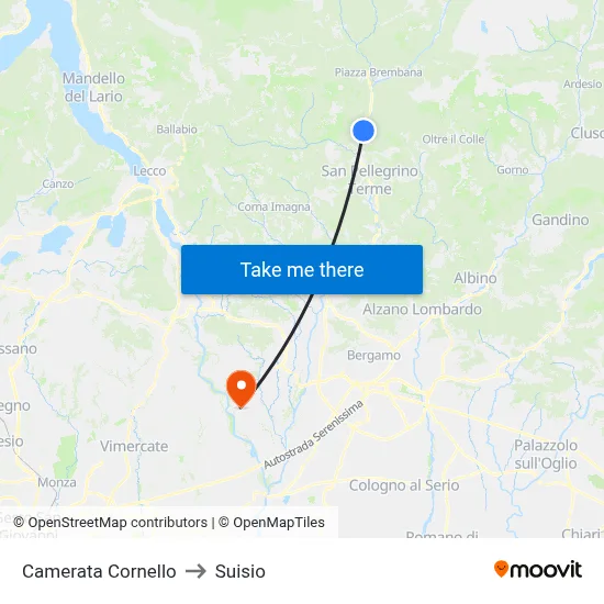 Camerata Cornello to Suisio map