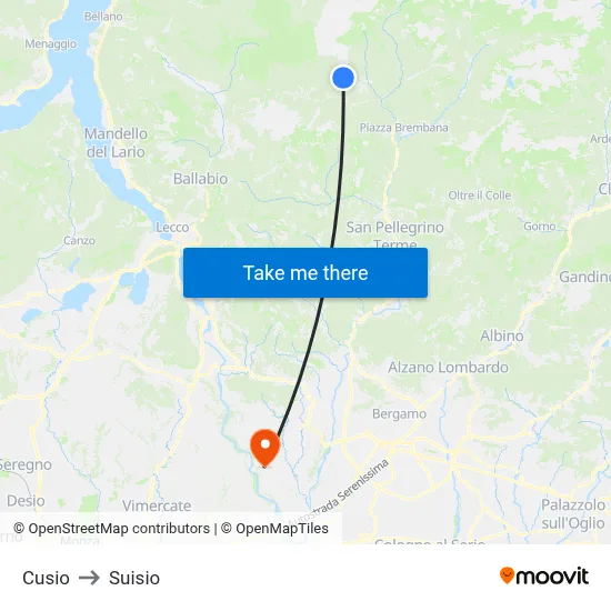 Cusio to Suisio map