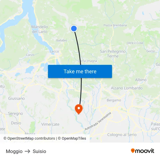Moggio to Suisio map