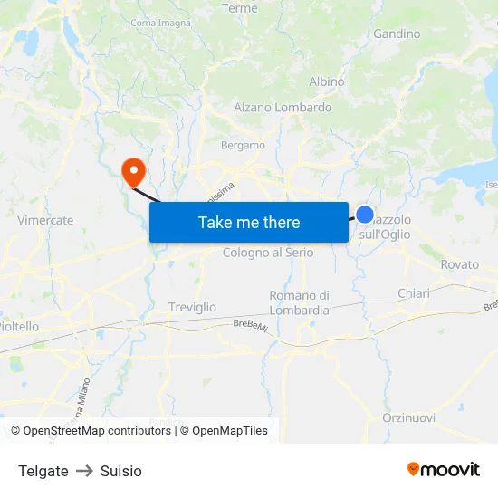 Telgate to Suisio map