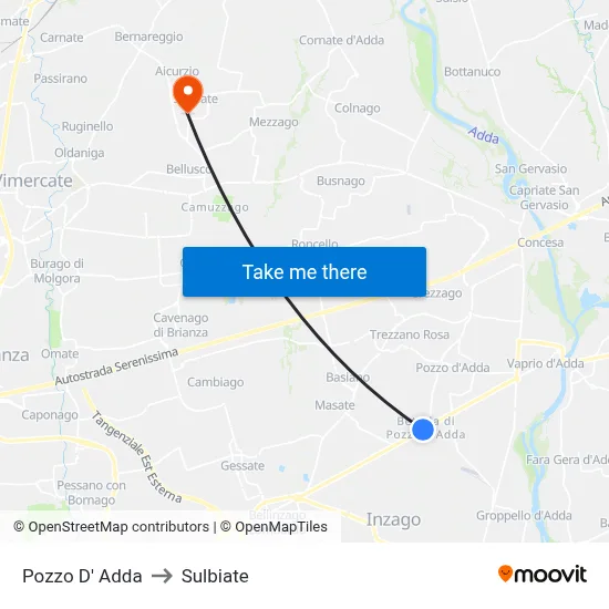 Pozzo D' Adda to Sulbiate map