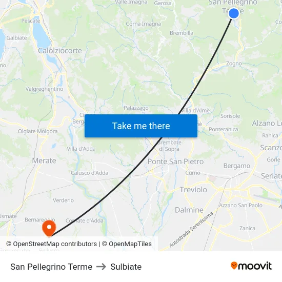San Pellegrino Terme to Sulbiate map