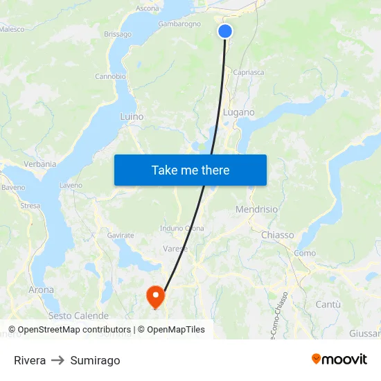 Rivera to Sumirago map