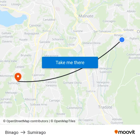 Binago to Sumirago map