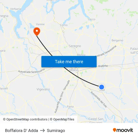 Boffalora D'Adda to Sumirago map