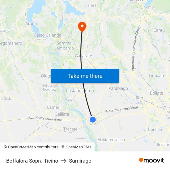 Boffalora Sopra Ticino to Sumirago map