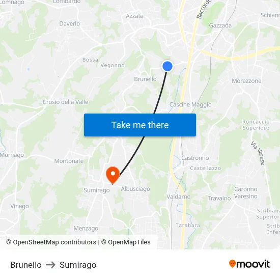 Brunello to Sumirago map