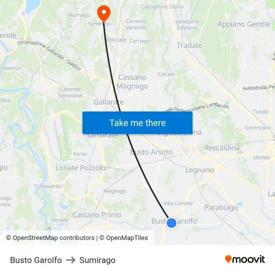 Busto Garolfo to Sumirago map
