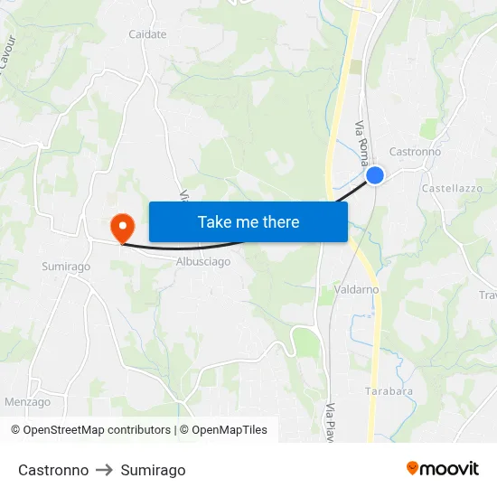 Castronno to Sumirago map