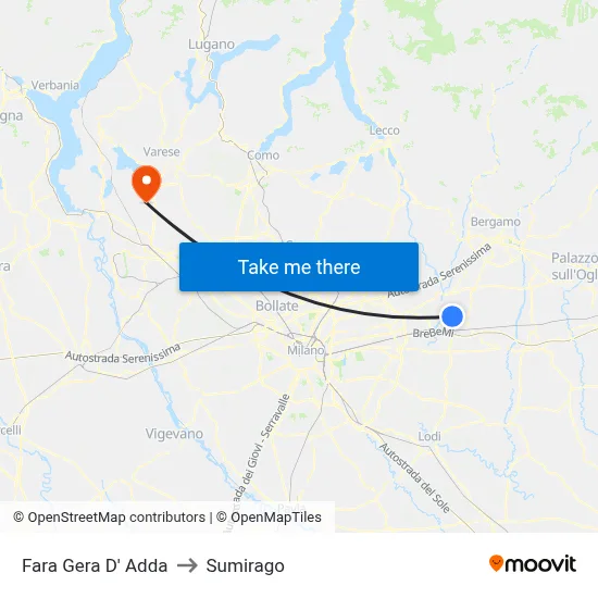 Fara Gera D' Adda to Sumirago map