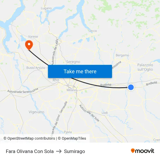 Fara Olivana Con Sola to Sumirago map