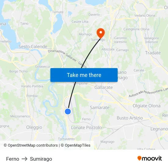 Ferno to Sumirago map