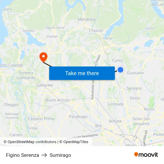 Figino Serenza to Sumirago map