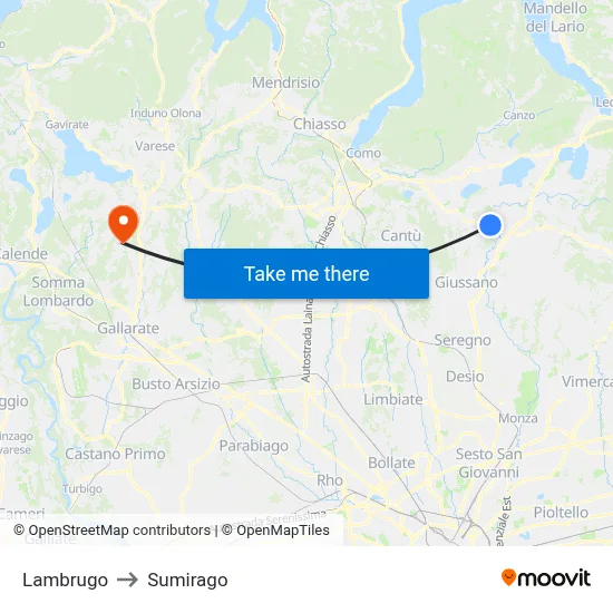 Lambrugo to Sumirago map