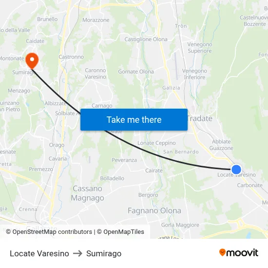 Locate Varesino to Sumirago map