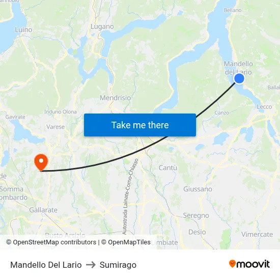 Mandello Del Lario to Sumirago map