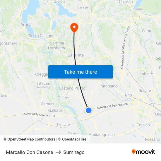 Marcallo con Casone to Sumirago map