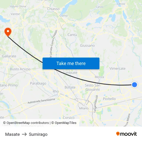 Masate to Sumirago map