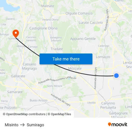 Misinto to Sumirago map