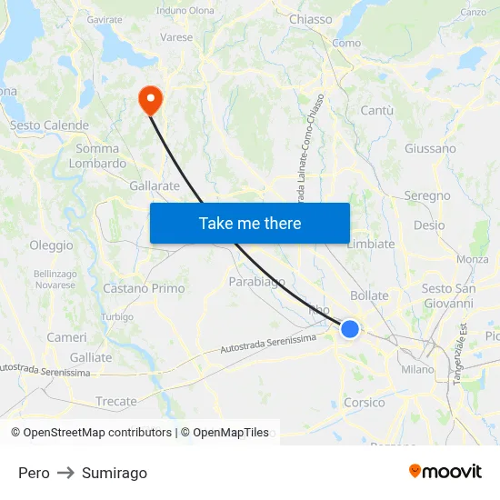 Pero to Sumirago map