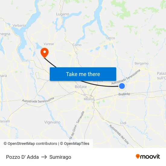 Pozzo D' Adda to Sumirago map