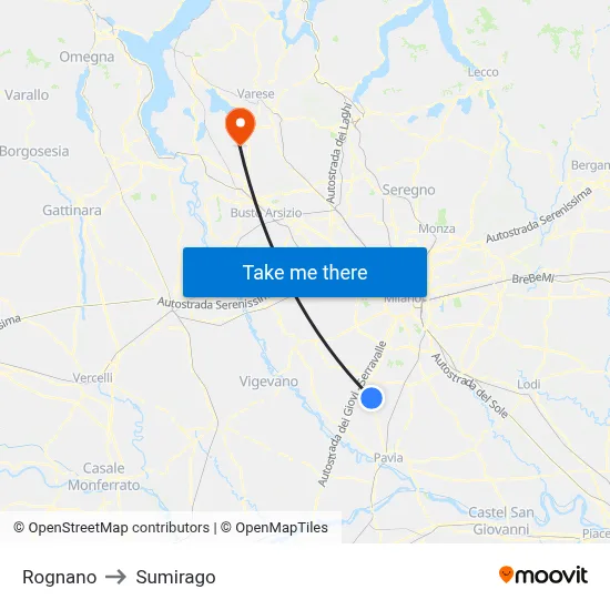 Rognano to Sumirago map