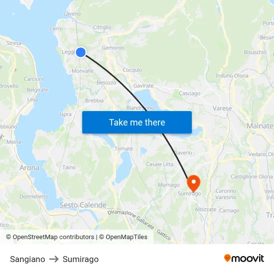 Sangiano to Sumirago map