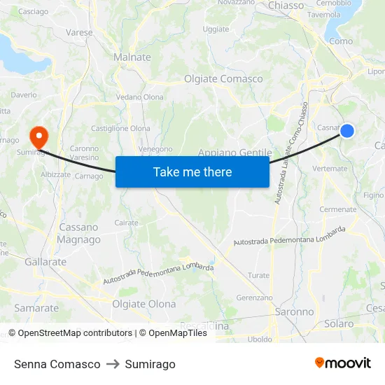 Senna Comasco to Sumirago map