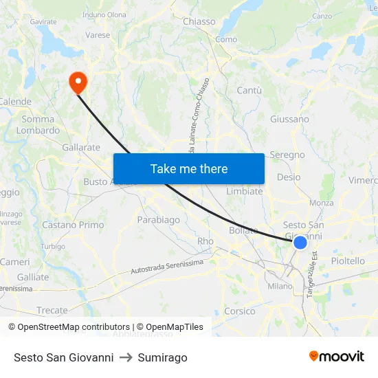 Sesto San Giovanni to Sumirago map