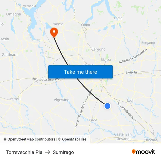 Torrevecchia Pia to Sumirago map