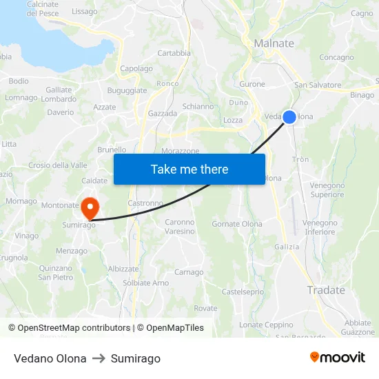 Vedano Olona to Sumirago map