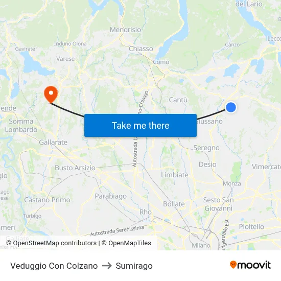 Veduggio Con Colzano to Sumirago map