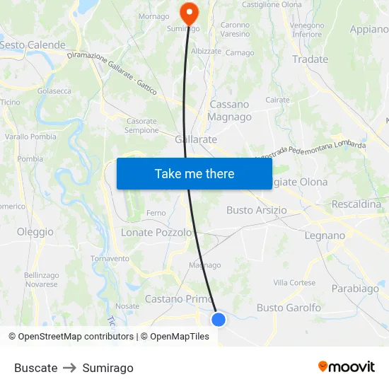 Buscate to Sumirago map