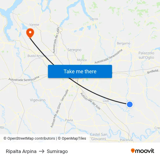 Ripalta Arpina to Sumirago map