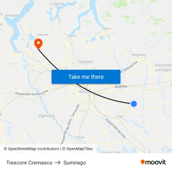Trescore Cremasco to Sumirago map