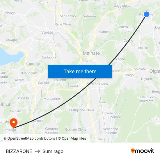 BIZZARONE to Sumirago map