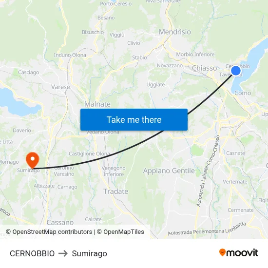 CERNOBBIO to Sumirago map