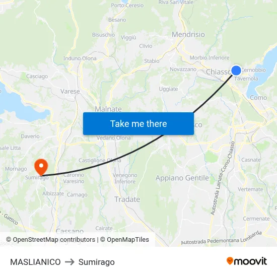 Maslianico to Sumirago map